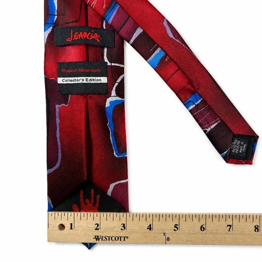 J Garcia Tie Robot Neurosis Collectors Edition Red Blue Abstract Jerry Garcia